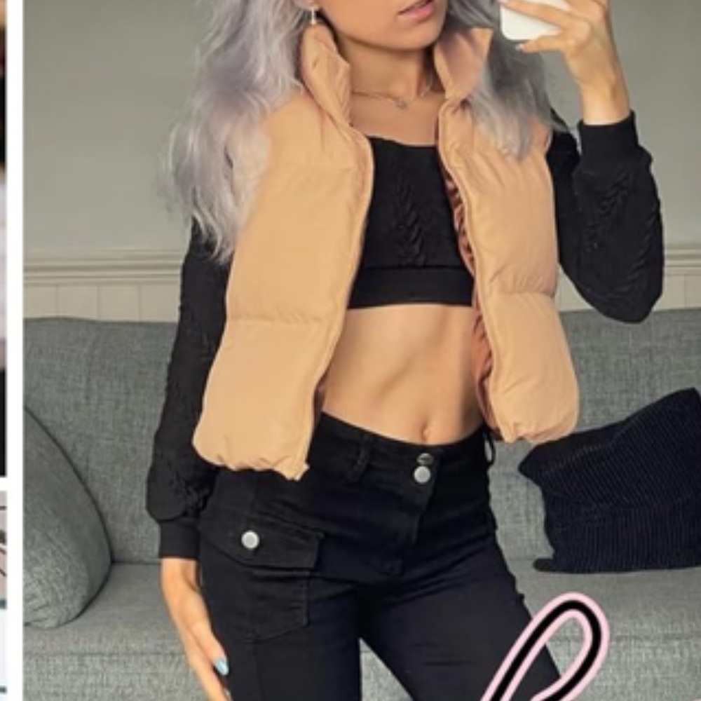 Cropped puffer vest